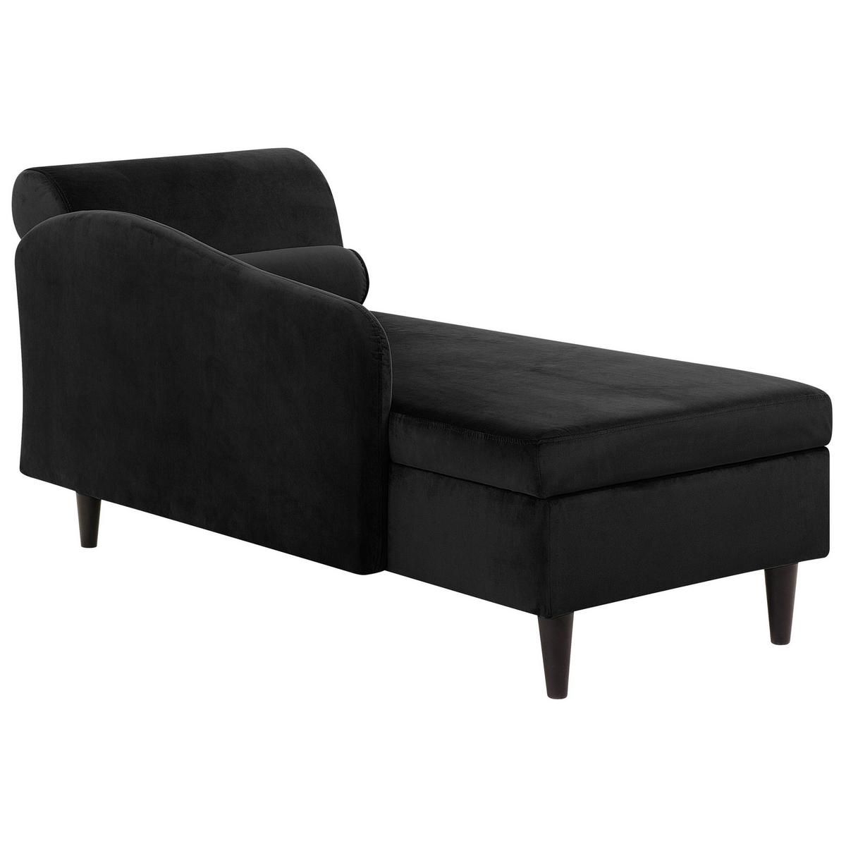 CHAISELONGUE Samtstoff schwarz rechtsseitig Luiro - Dunkelbraun/Schwarz, Textil (160/77/70cm) - Beliani