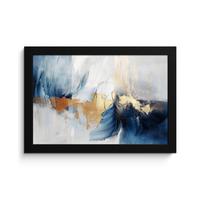 POSTER MIT RAHMENGERAHMTES BILD Gold - Blau - Aquarell - Kunst - Modern 30x20 cm - Hellblau, Papier (30/20cm) - MuchoWow