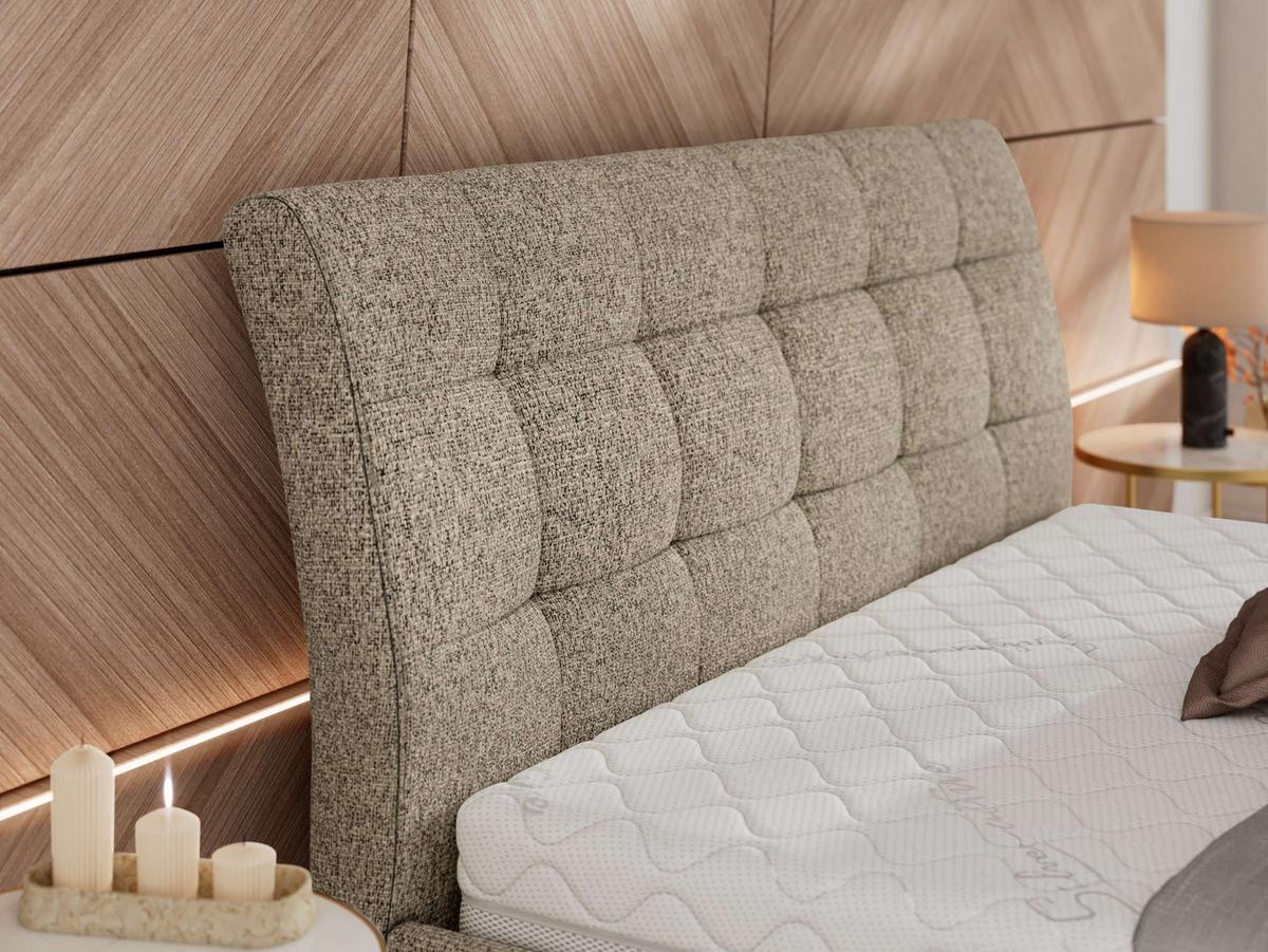 POLSTERBETT GALA CLASSIC 160/200 - Dunkelbeige Strukture - Multipocket-Matratze - Taupe, Textil (160/200cm) - MKS