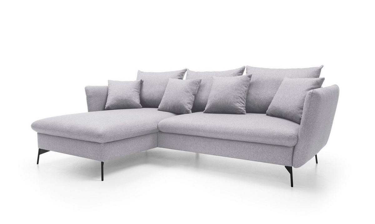 ECKSOFA FERRO Grau Geflochtener Stoff mit Schlaffunktion - Grau, Holz (258/167cm) - MASSENO