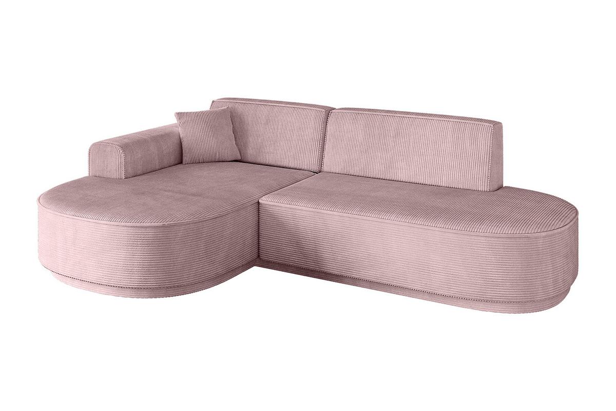 ECKSOFA Ottomane Links MARI-L1 - 243x171x79 cm Rosa Cord - Schwarz/Rosa, Holzwerkstoff/Kunststoff (163/234cm) - ALTDECOR