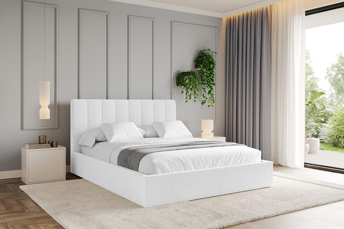 POLSTERBETT mit Bettkasten und Lattenrost, Bett mit Matratze H3/H4 - STERA 160x200 Weiß - Weiß, Holzwerkstoff/Textil (160/200cm) - ALTDECOR