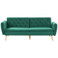 2-SITZER-SCHLAFSOFA Samtstoff Dunkelgrün Bardu - Dunkelgrün, Textil (213/84/106cm) - Beliani