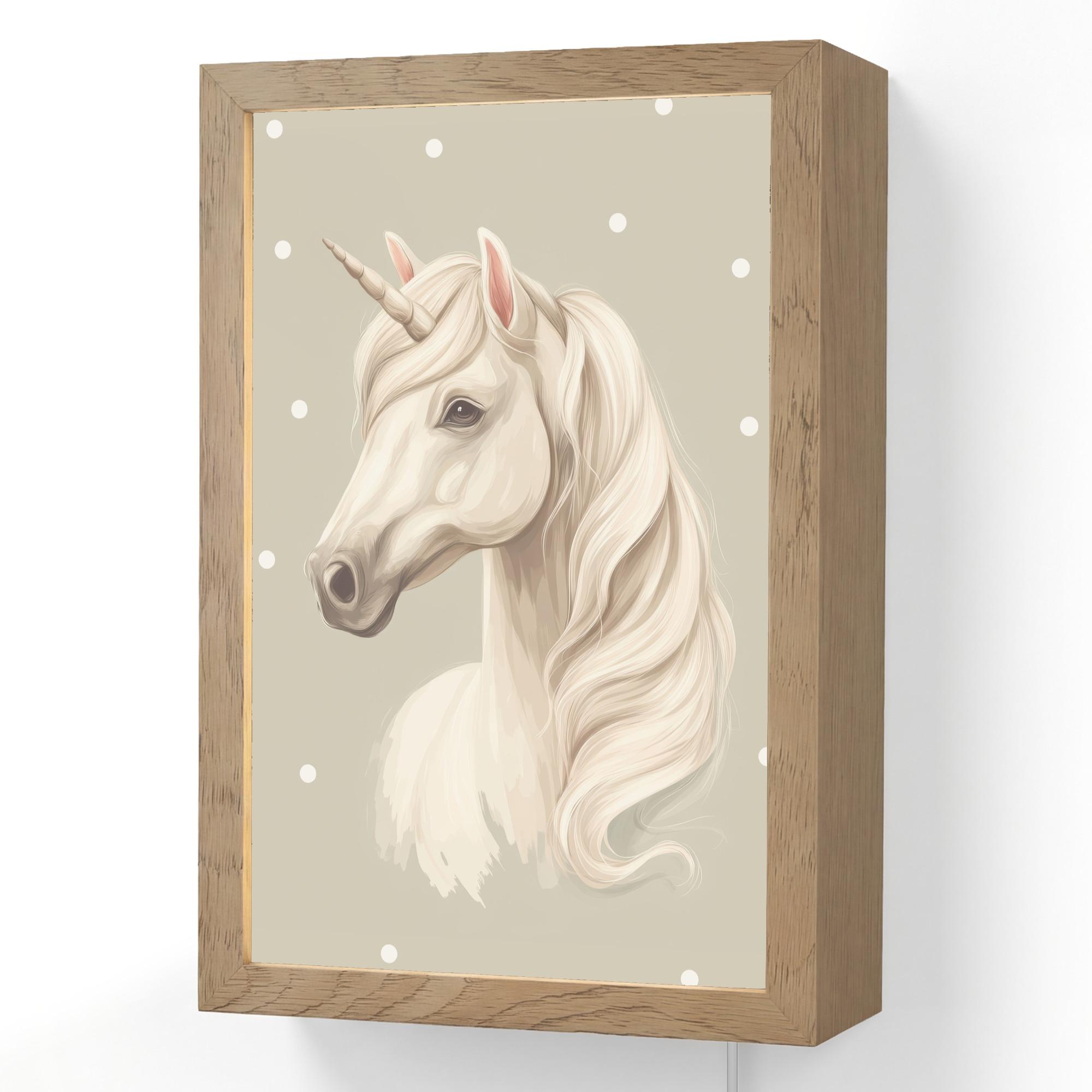WANDLEUCHTE Einhorn - Weiß - Punkte 20x30 cm - Taupe, Holzwerkstoff (20/30/8cm) - OnlyWow