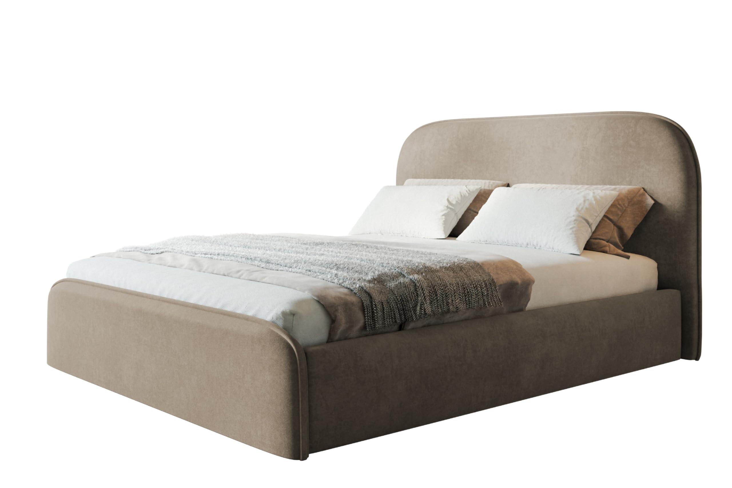BETT 120x200 - Polsterbett mit Bettkasten und Holzrahmen - Modern Betten - Weicher Jasminstoff - Kollektion Vienna - Beige - Beige, Holz/Textil (120/200cm) - Alpi-Möbel