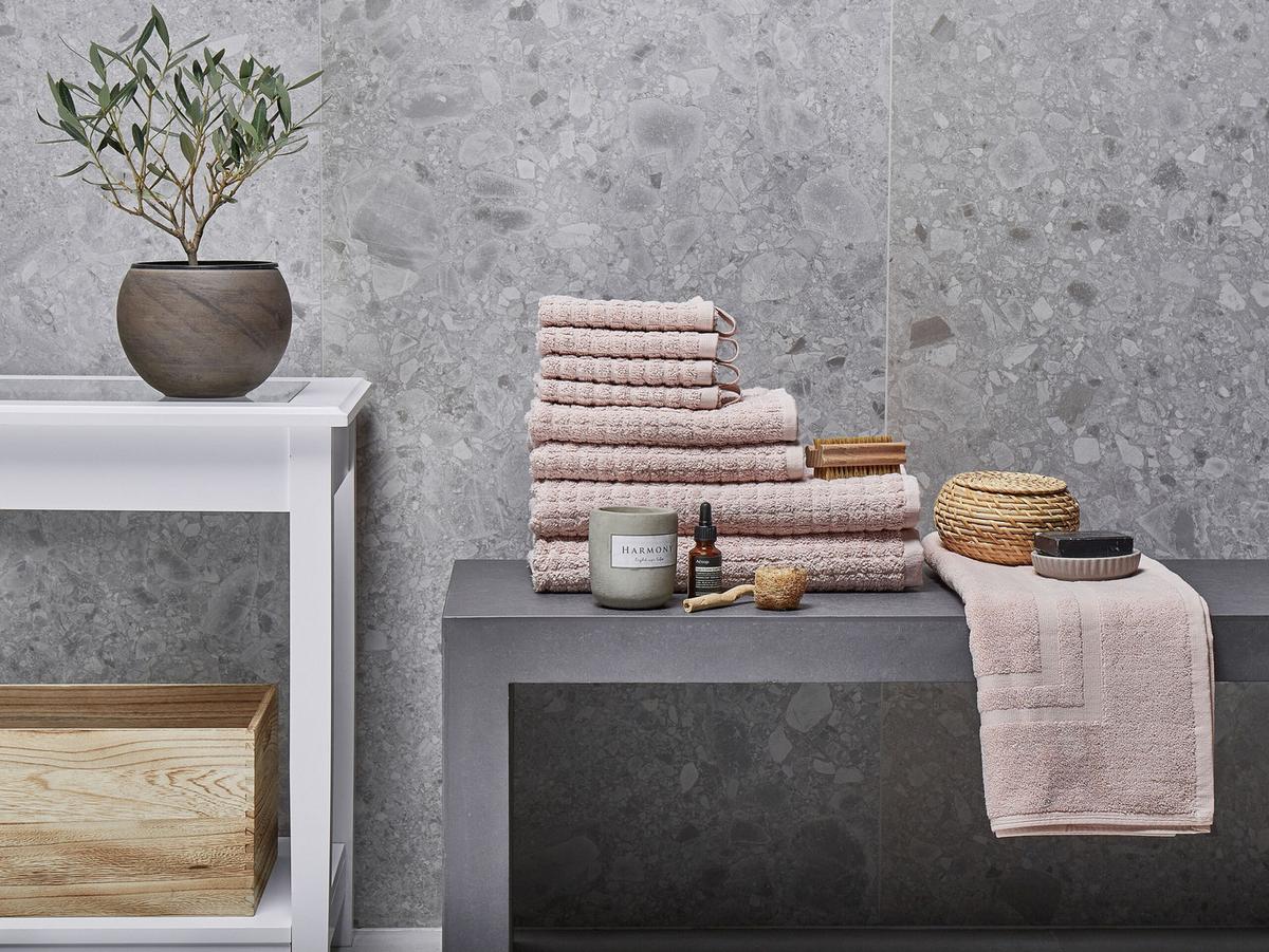 BADEHANDTUCH 9-teilig Rosa Atai - Pink, Textil (70/140cm) - Beliani