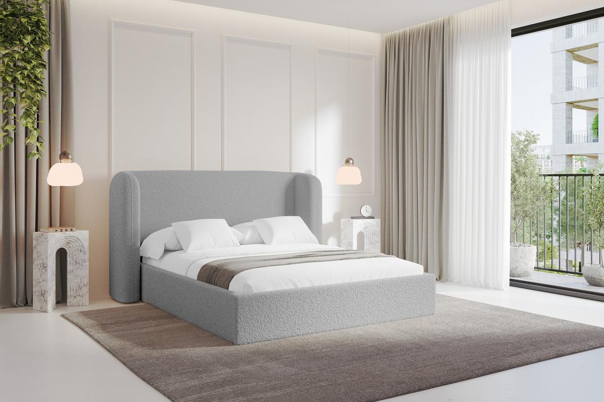 POLSTERBETT mit Bettkasten und Lattenrost, Bett mit Matratze H3/H4 - ESTI 140x200 Hellgrau - Silberfarben, Holzwerkstoff/Textil (140/200cm) - ALTDECOR