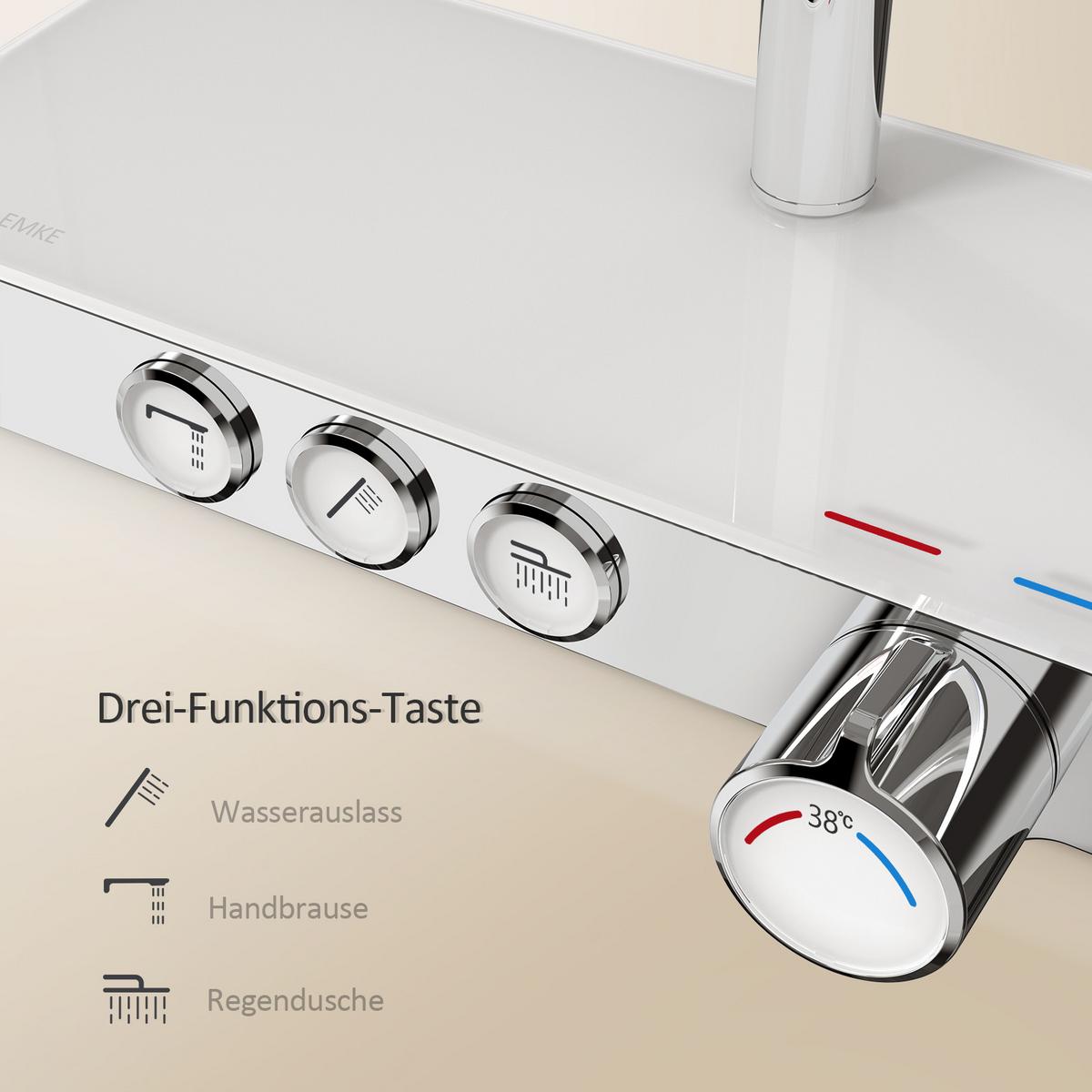 ÜBERKOPFBRAUSESET mit Thermostat höhenverstellbar Chrom 112,7/46 cm - Chromfarben, Metall (36/118/46cm) - EMKE