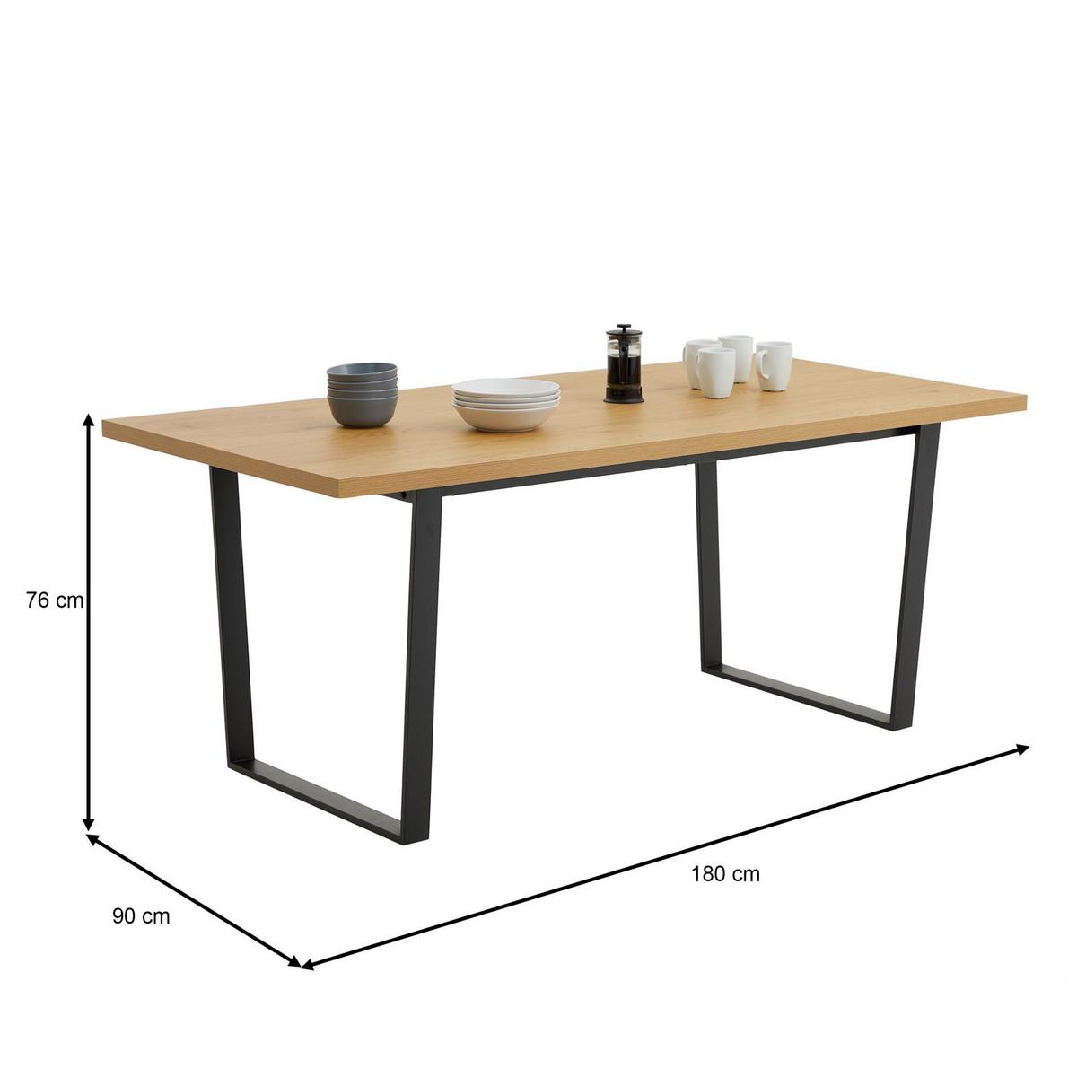 ESSTISCH VIDAGO - Wildeiche, Holzwerkstoff/Metall (90/180/76cm) - CARO-Möbel