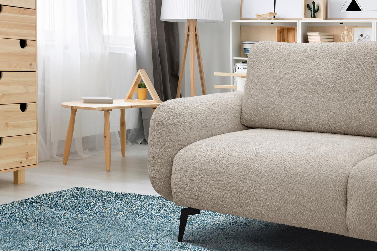 SOFA FEBE 3-Sitzer, ecru - Champagner/Schwarz, Holz/Textil (190/82/96cm) - Wozimo