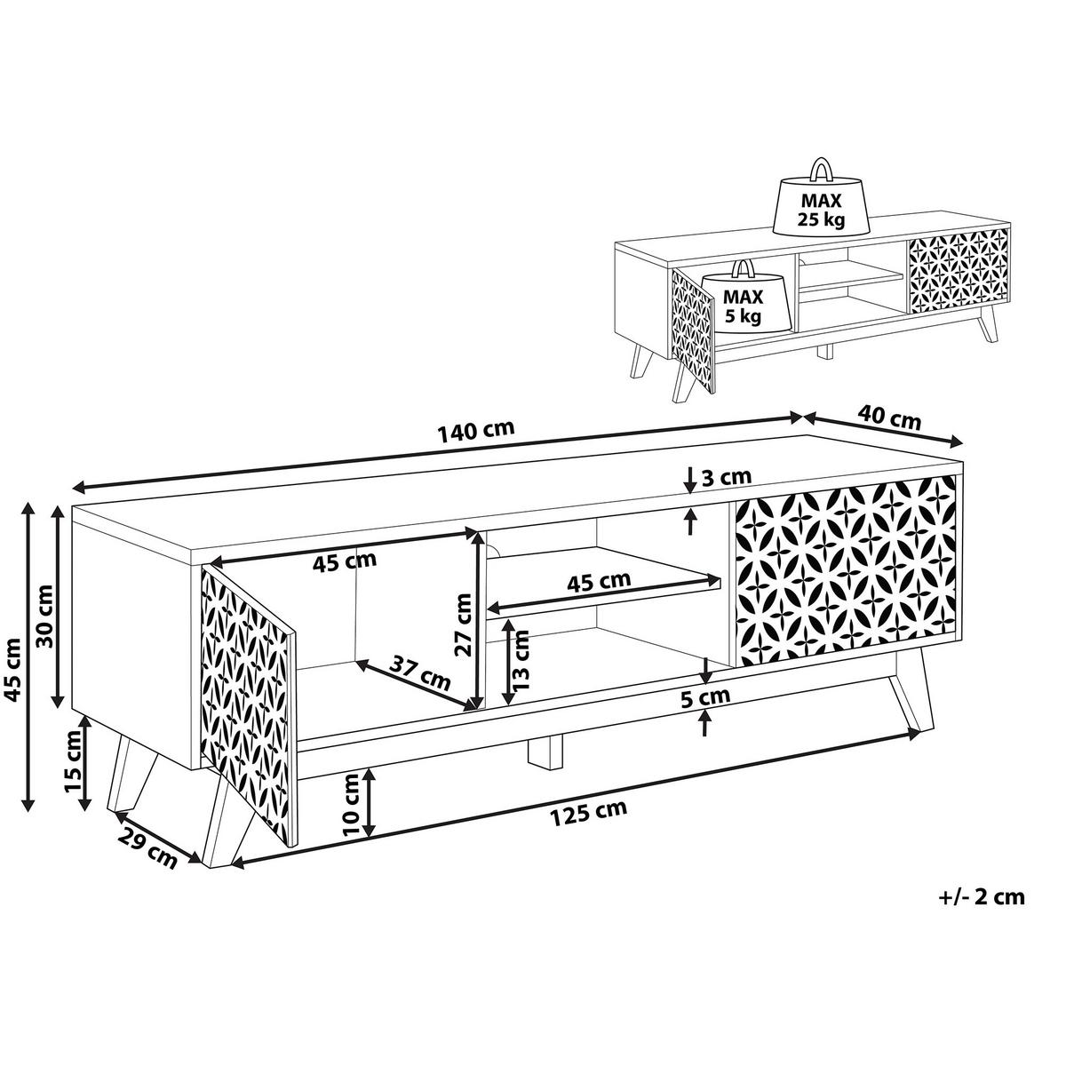 TV-MÖBEL Dunkelbraun, Schwarz Prescot 40/140/45 cm - Dunkelbraun, Holzwerkstoff (140/45/40cm) - Beliani