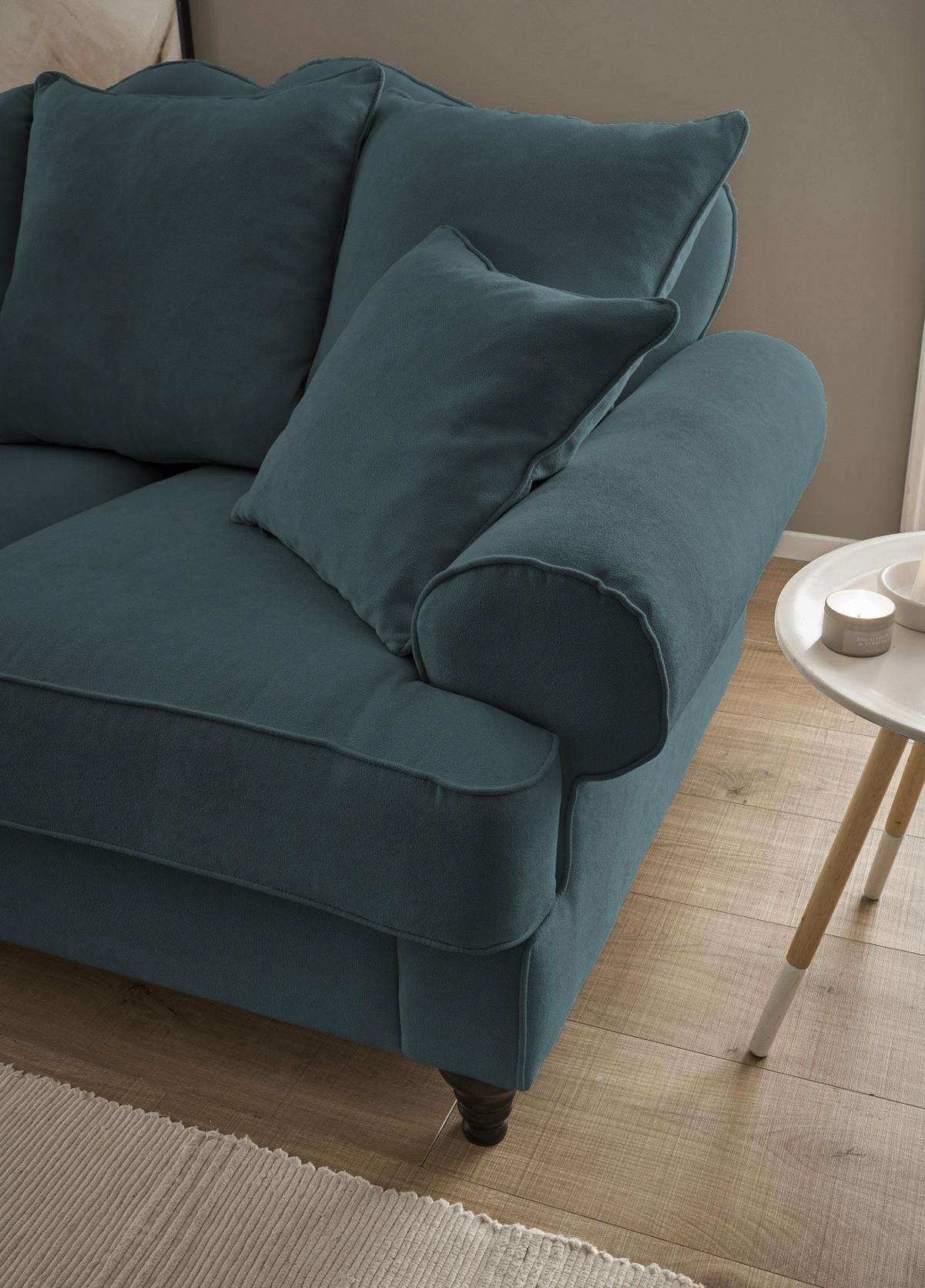 SOFA blaugrün Landhaus, Couch 2-Sitzer 170 cm - Dunkelgrün, Holz/Textil (170/95/100cm) - Furn.Design