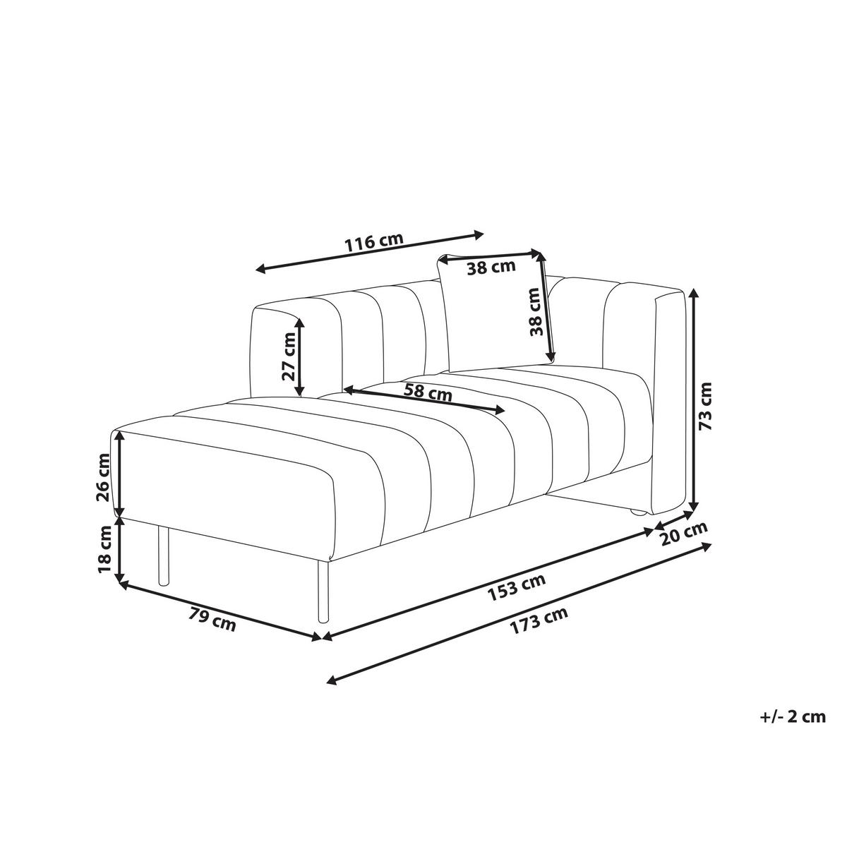 CHAISELONGUE-RECHTSSEITIGE Stoff Hellbraun Lannils - Hellbraun/Schwarz, Textil (173/73/79cm) - Beliani
