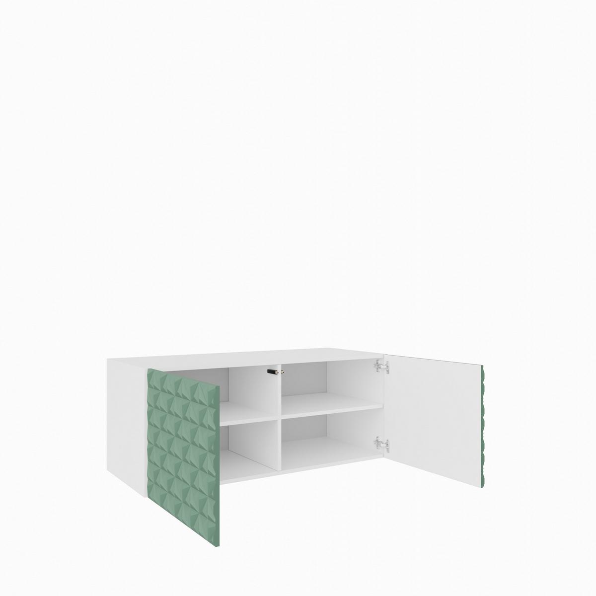 LOWBOARD ROVA 100/41/40 cm, Hängender TV-Schrank Weiß / Grün - Weiß/Grün, Holzwerkstoff (100/41/40cm) - MASSENO