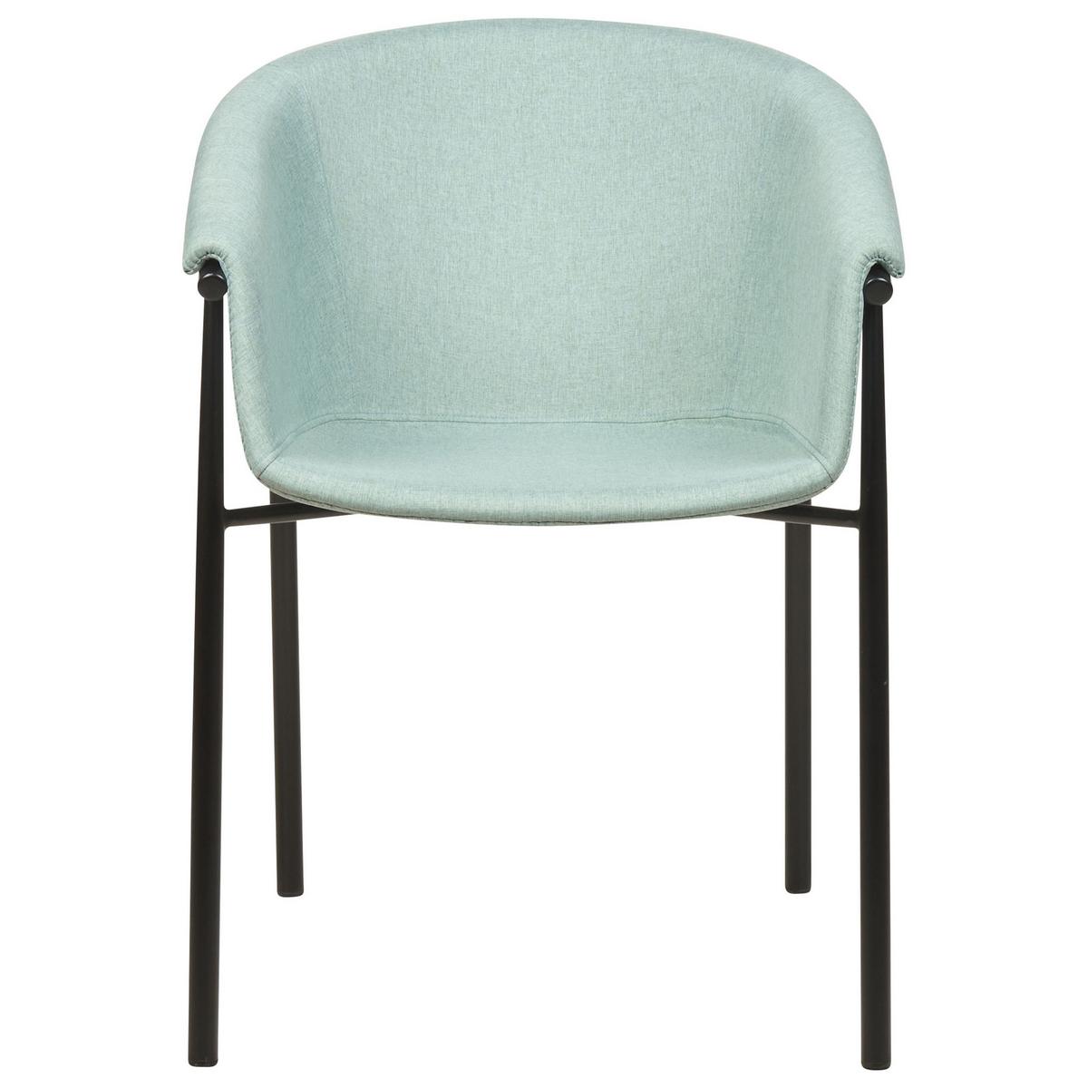 ESSZIMMERSTUHL 2er-Set mintgrün/schwarz Ames - Schwarz/Grün, Textil (59/80/56cm) - Beliani
