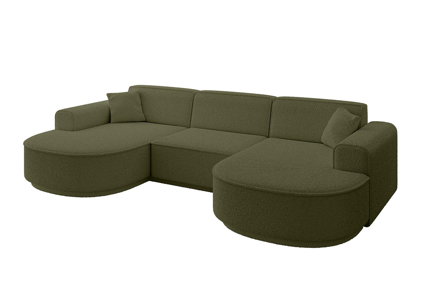 WOHNLANDSCHAFT MARI-U1-v3 - 303x171x83 cm Grün Bouclé - Schwarz/Grün, Holzwerkstoff/Kunststoff (303/83/171cm) - ALTDECOR