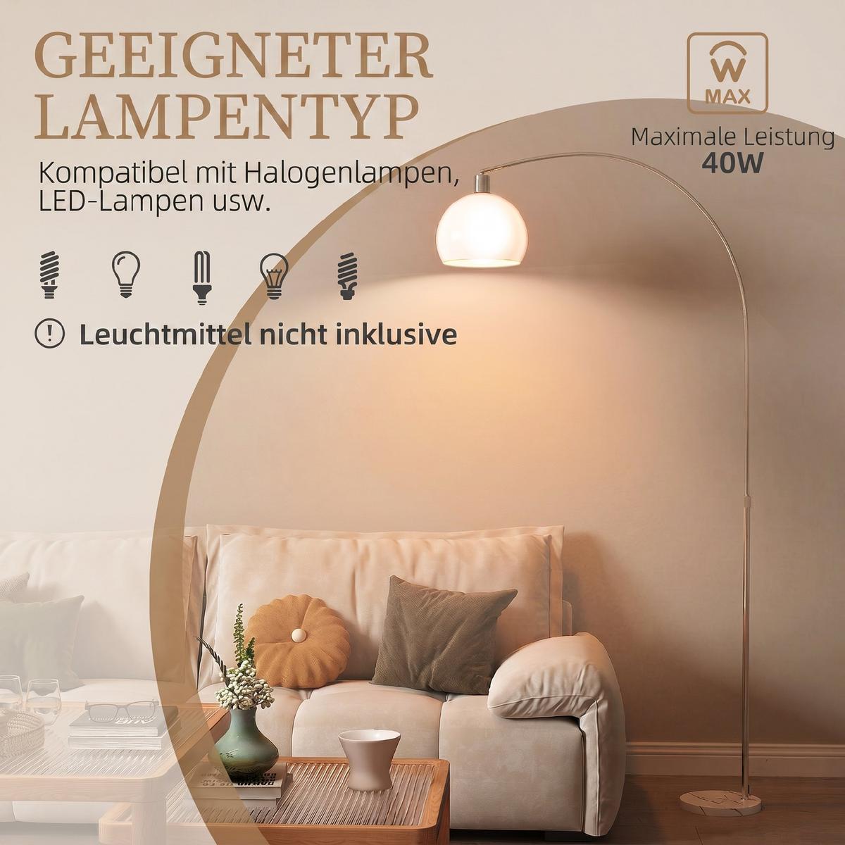 STEHLAMPE Metall Weiß - Weiß, Metall (90/26/180cm) - HOMCOM