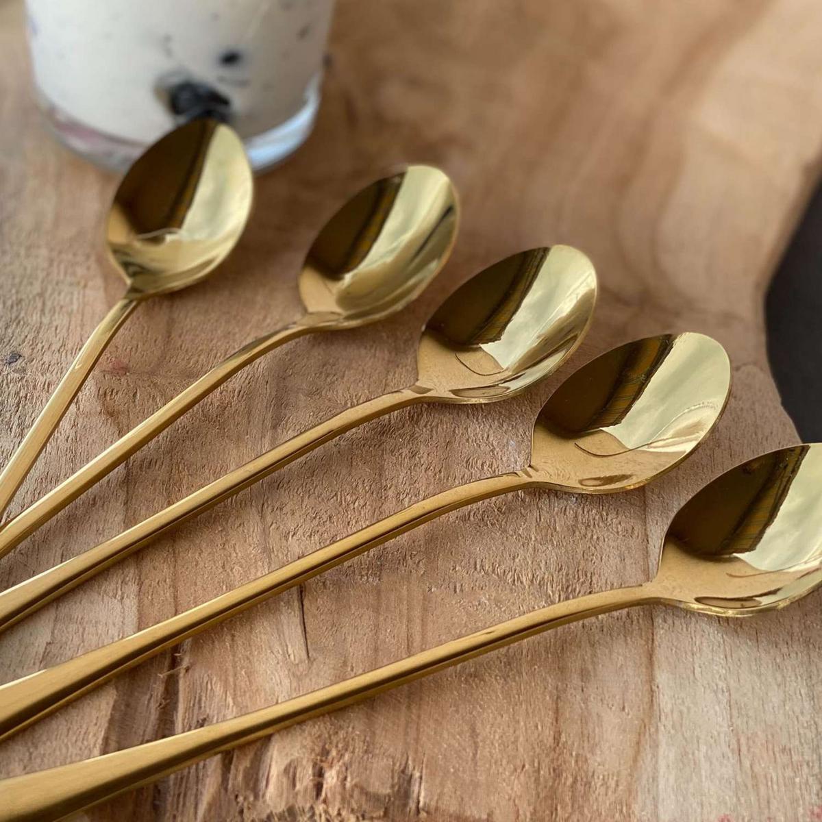 LÖFFEL 19 cm (6er-Set) - Goldfarben, Metall - Intirilife