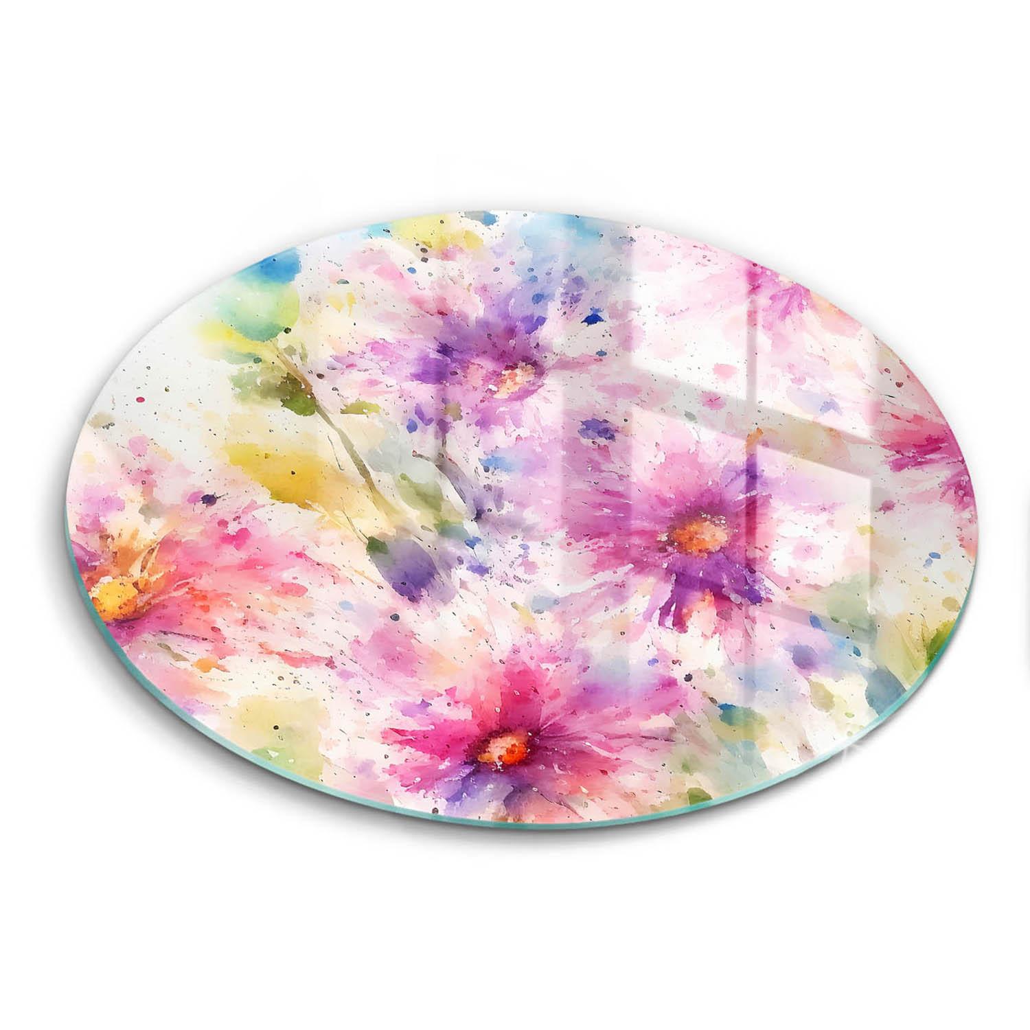 GLASPLATTE Ø 40 cm Gemalte Blumen - Multicolor, Glas (40/40cm) - Wallfluent