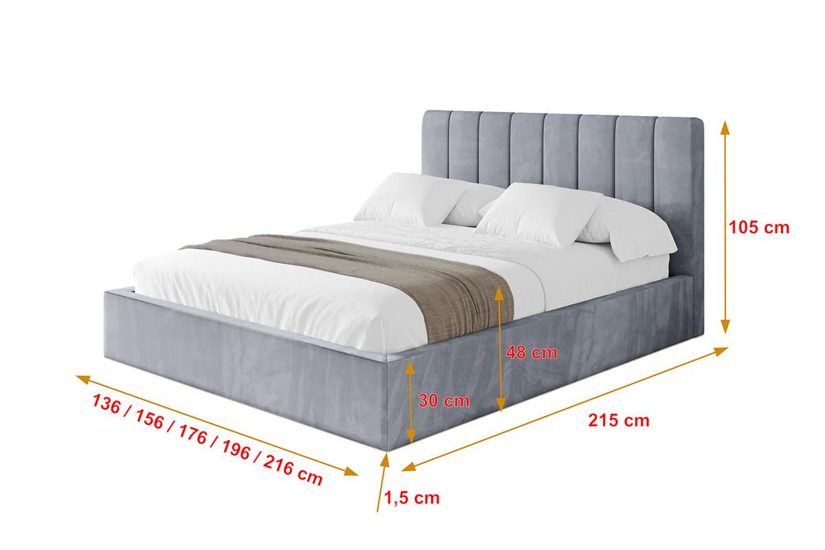 POLSTERBETT mit Bettkasten und Lattenrost, Bett mit Matratze H3/H4 - STERA 160x200 Grau - Grau, Holzwerkstoff/Textil (160/200cm) - ALTDECOR