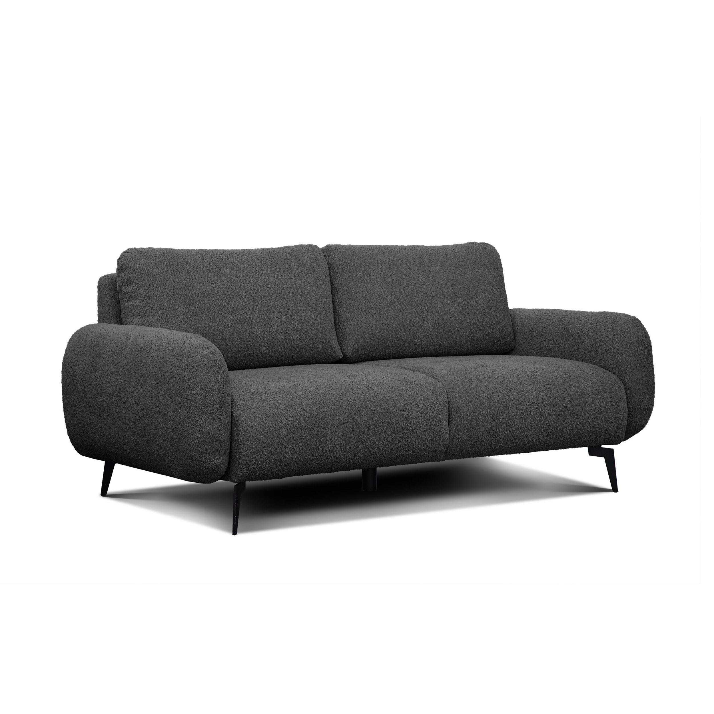 SOFA FEBE 3-Sitzer, dunkelgrau - Dunkelgrau/Schwarz, Holz/Textil (190/82/96cm) - Wozimo