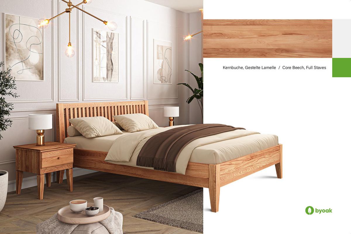 MASSIVHOLZBETT ELIAS 1 80x200 Kernbuche - Kernbuche, Holz (80/200cm) - byoak