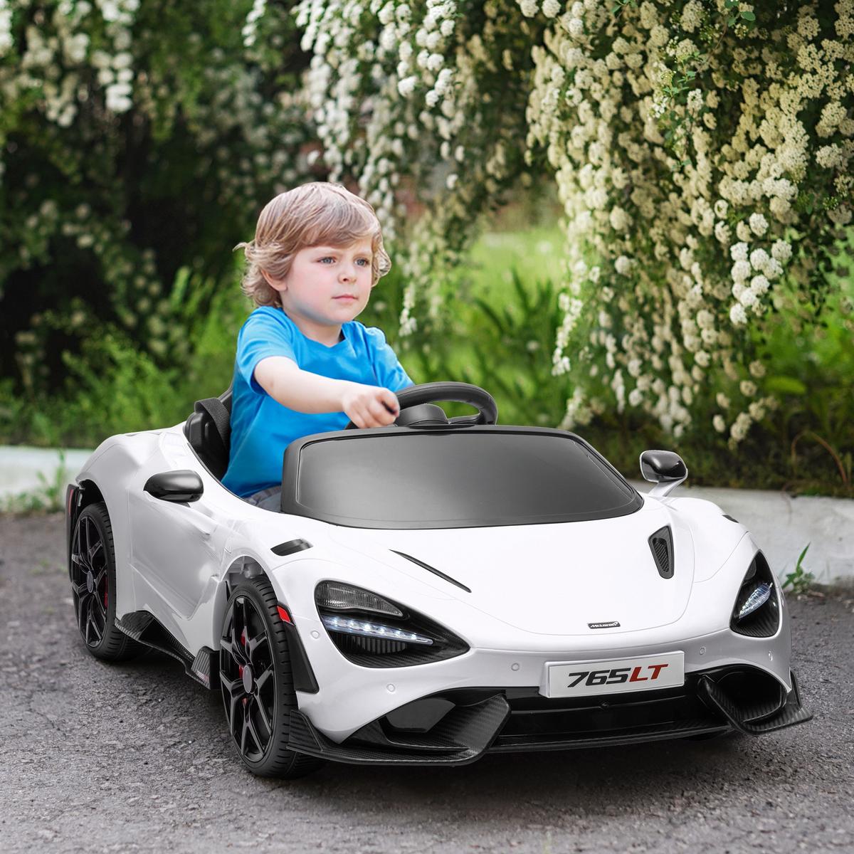 KINDER Elektroauto 12 V Kinderauto mit 2,4G Fernbedienung, MP3 Musik Weiß - Weiß, Metall (113/68/44cm) - AIYAPLAY