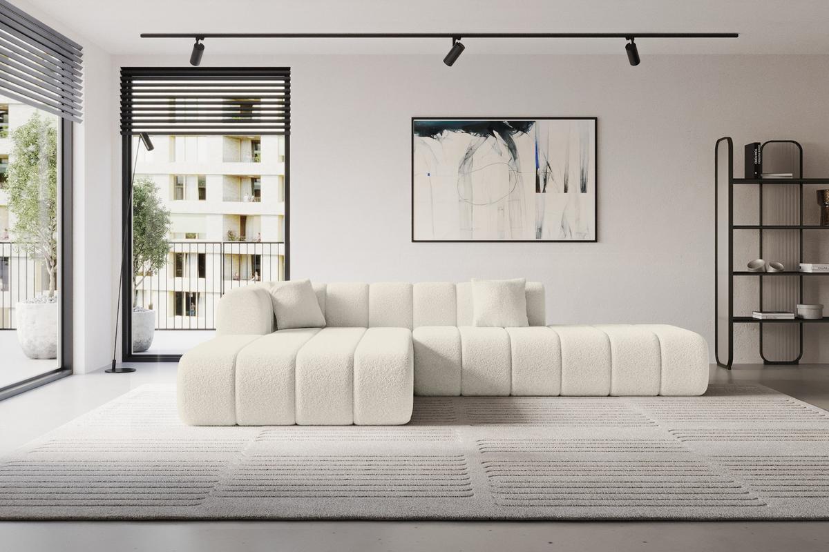 ECKSOFA Ottomane Links BILA-L 289x176x71 Beige Bouclé - Sandfarben/Beige, Holzwerkstoff/Kunststoff (176/289cm) - ALTDECOR