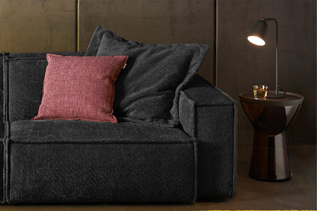SOFA SAMU Schwarz Webstoff - Schwarz, Kunststoff/Textil (256/72/106cm) - KAWOLA
