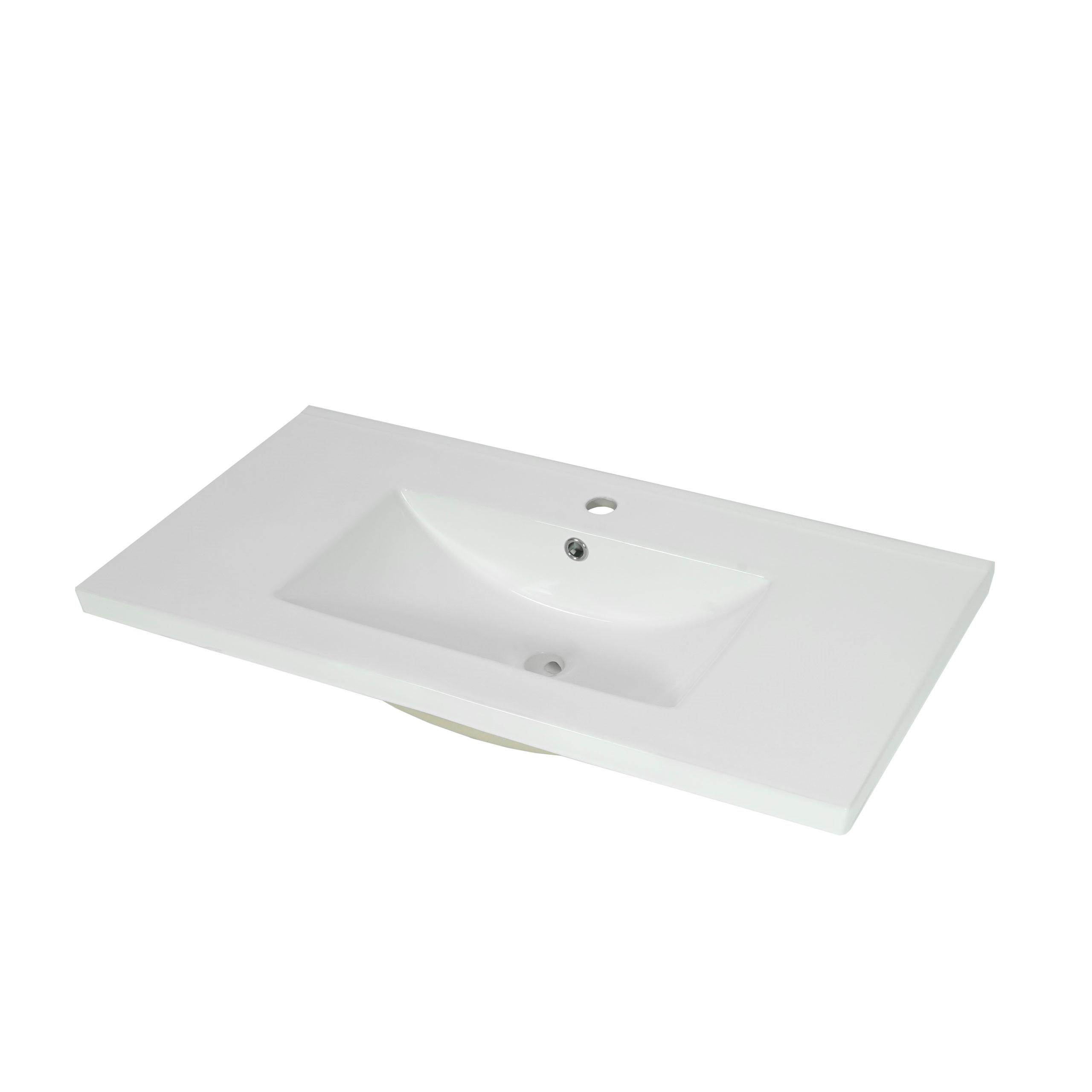 WASCHBECKEN eckig Weiß - Weiß, Keramik (92/17/46cm) - MCW