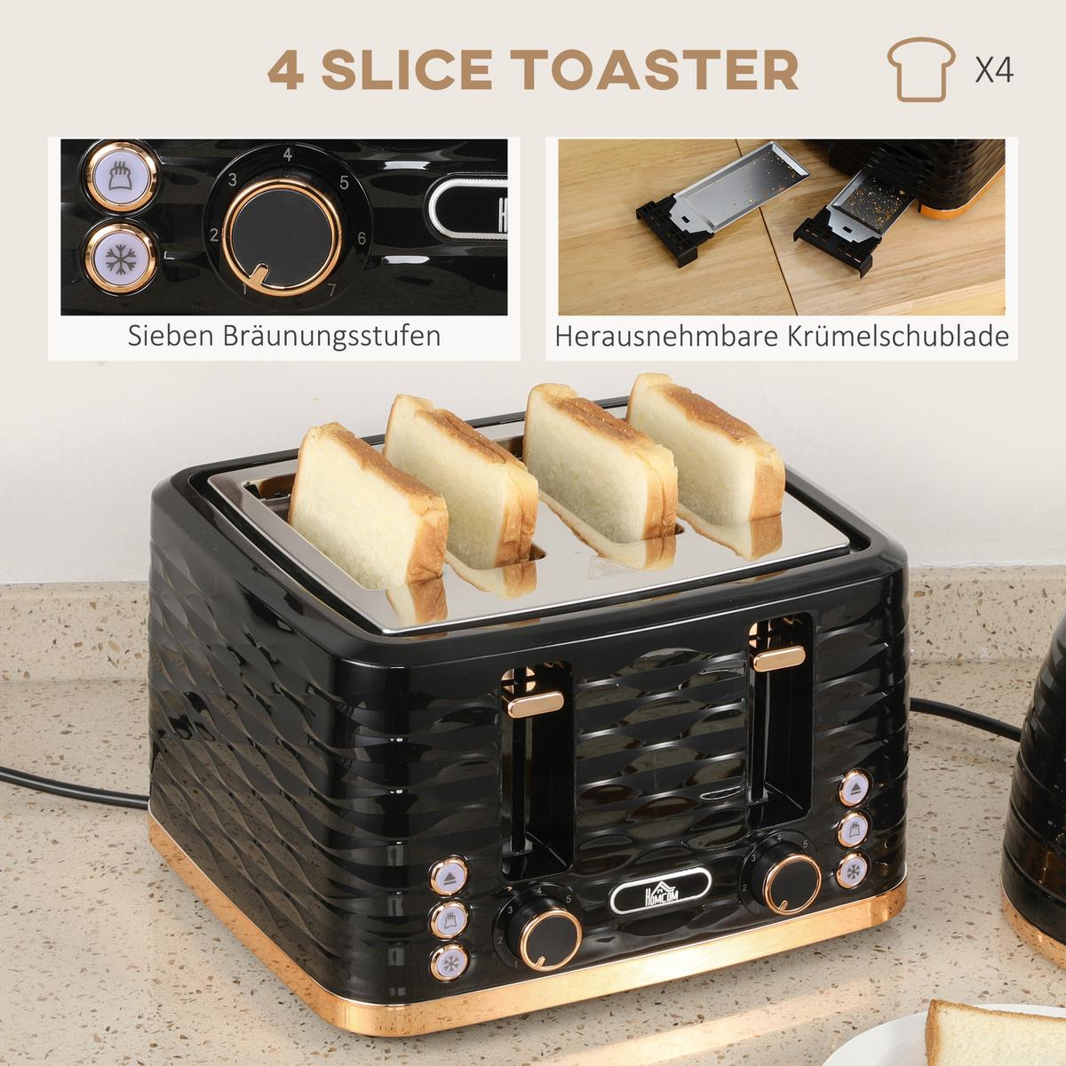 WASSERKOCHER-SET 2-TLG. aus Kunststoff, Stahl Schwarz - Schwarz, Kunststoff (19.5/23.2/24.1cm) - HOMCOM