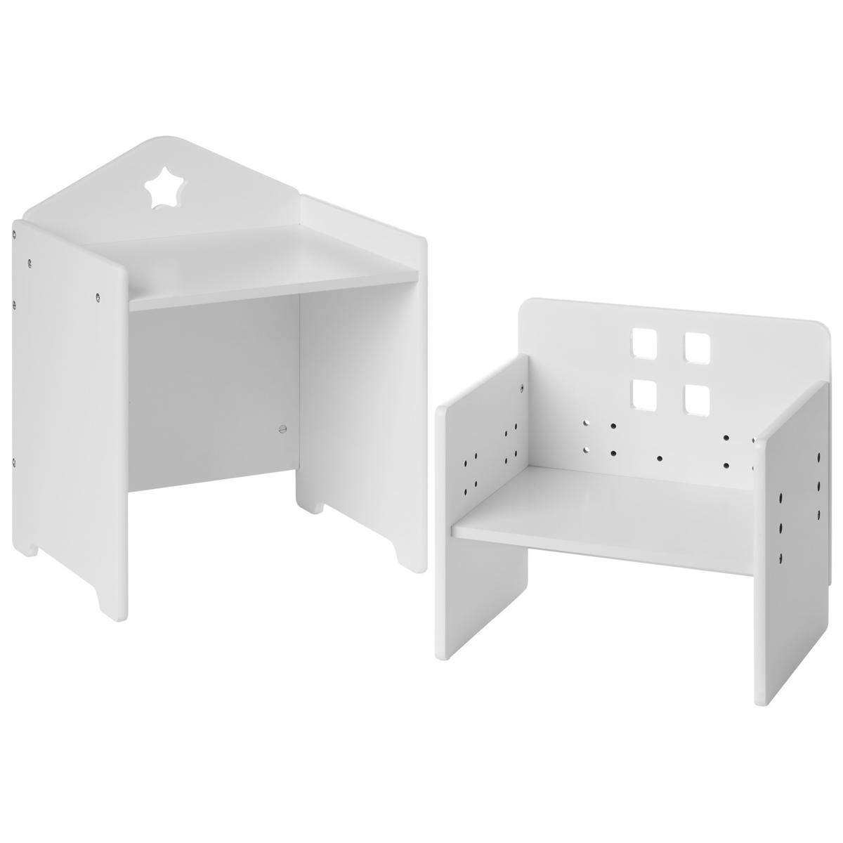 KINDERTISCH und Stuhlset Weiß Montessori Elanora - Weiß, Holzwerkstoff (35/53/30cm) - Beliani