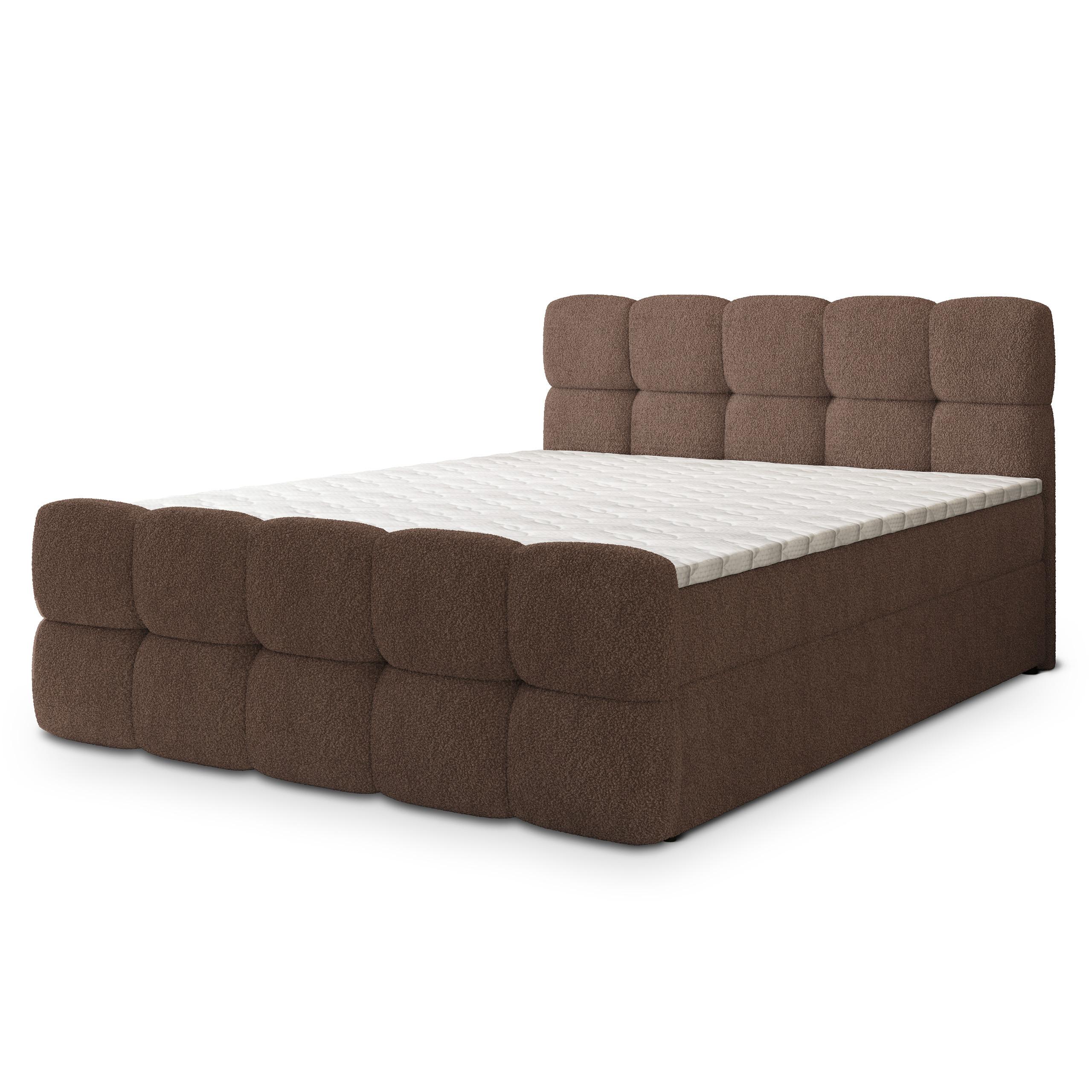 BOXBETT BRUME 180x200 cm mit Matratze und Topper, H2+H3 - Braun - Braun, Holz (180/200cm) - MASSENO