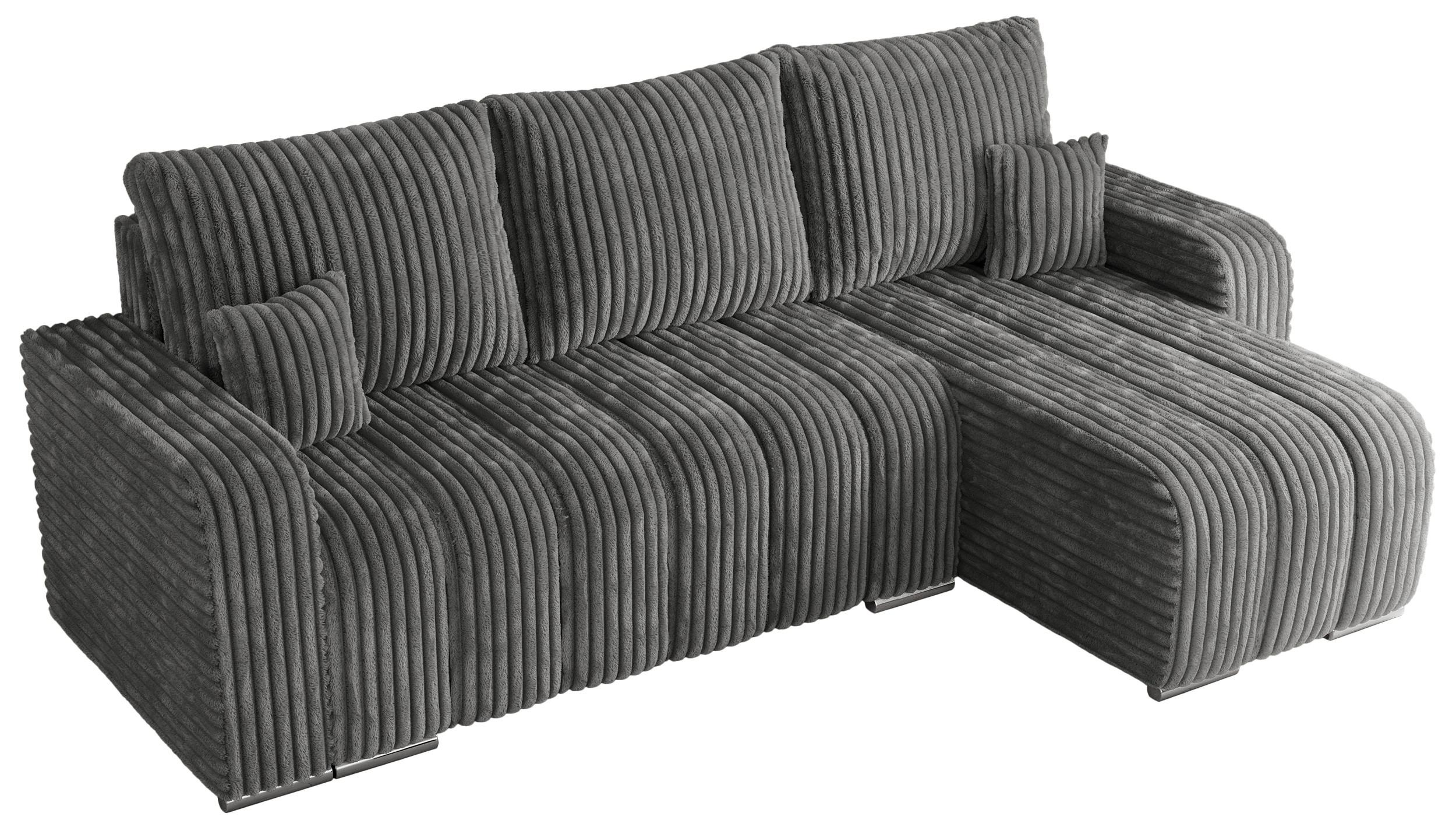 ECKSOFA KIRASSO L Dunkelgrau Cord - Dunkelgrau/Grau, Textil (245/147cm) - MKS