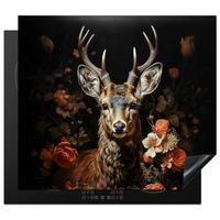 HERDABDECKPLATTE Hirsch - Tier - Blumen - Natur - Botanisch Abdeckung Ceranfeld 59x51 cm - Kupferfarben, Kunststoff (59/51/0.2cm) - MuchoWow
