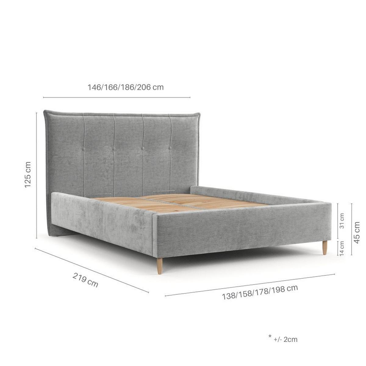 POLSTERBETT Plaza 120/200 cm Anthrazit im Riva Stoff - Anthrazit/Naturfarben, Holz/Holzwerkstoff (120/200cm) - AltaBeds