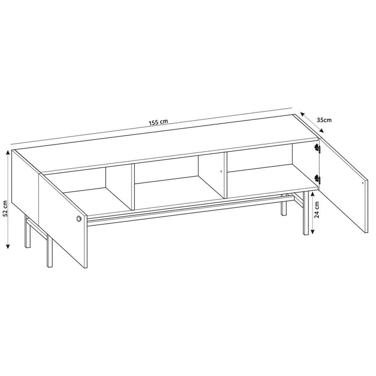 TV-LOWBOARD Divenos Schwarz 155 cm - Goldfarben/Schwarz, Holzwerkstoff/Metall (155/52/35cm) - Selsey