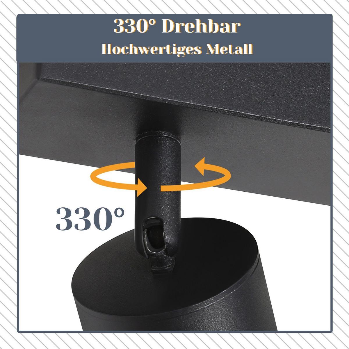 DECKENSTRAHLER Hyuga 59/9.5/6.5cm - Schwarz, Metall (59/9.5/6.5cm) - ZMH