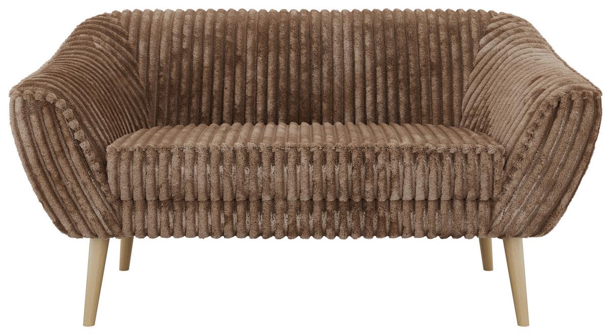 2-SITZER-SOFA PIRS - Braun Cord - Holzbeine - Buchefarben/Braun, Holzwerkstoff/Textil (140/75/74cm) - MKS