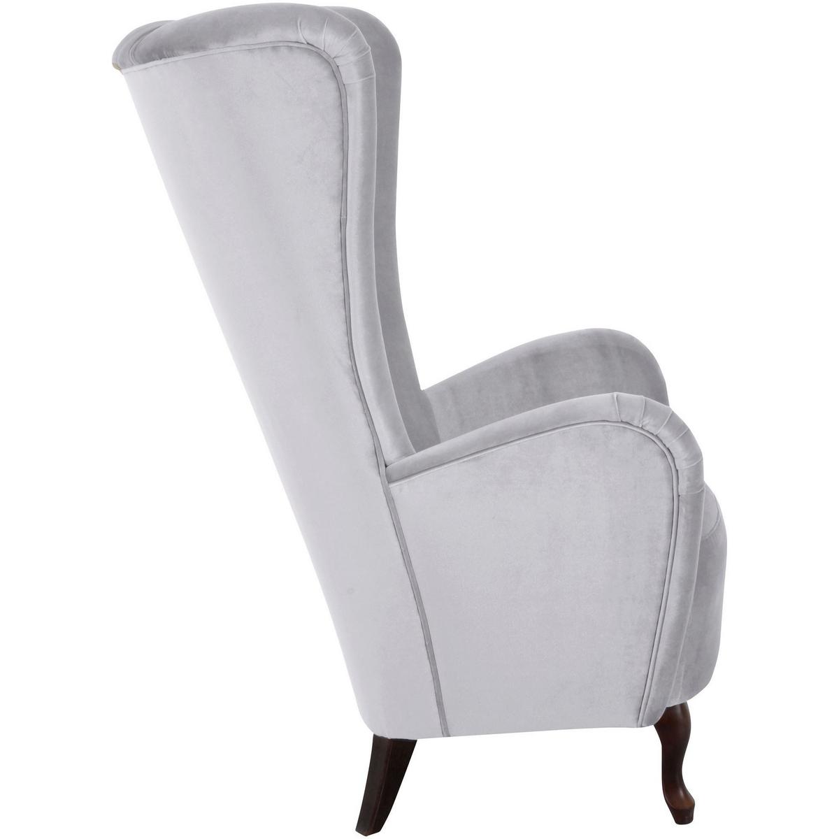 HOCHLEHNSESSEL Kailey Bezug Velourstoff Buche nussbaum dunkel / silber - Grau, Kunststoff (96/122/89cm) - 58aufmkessel
