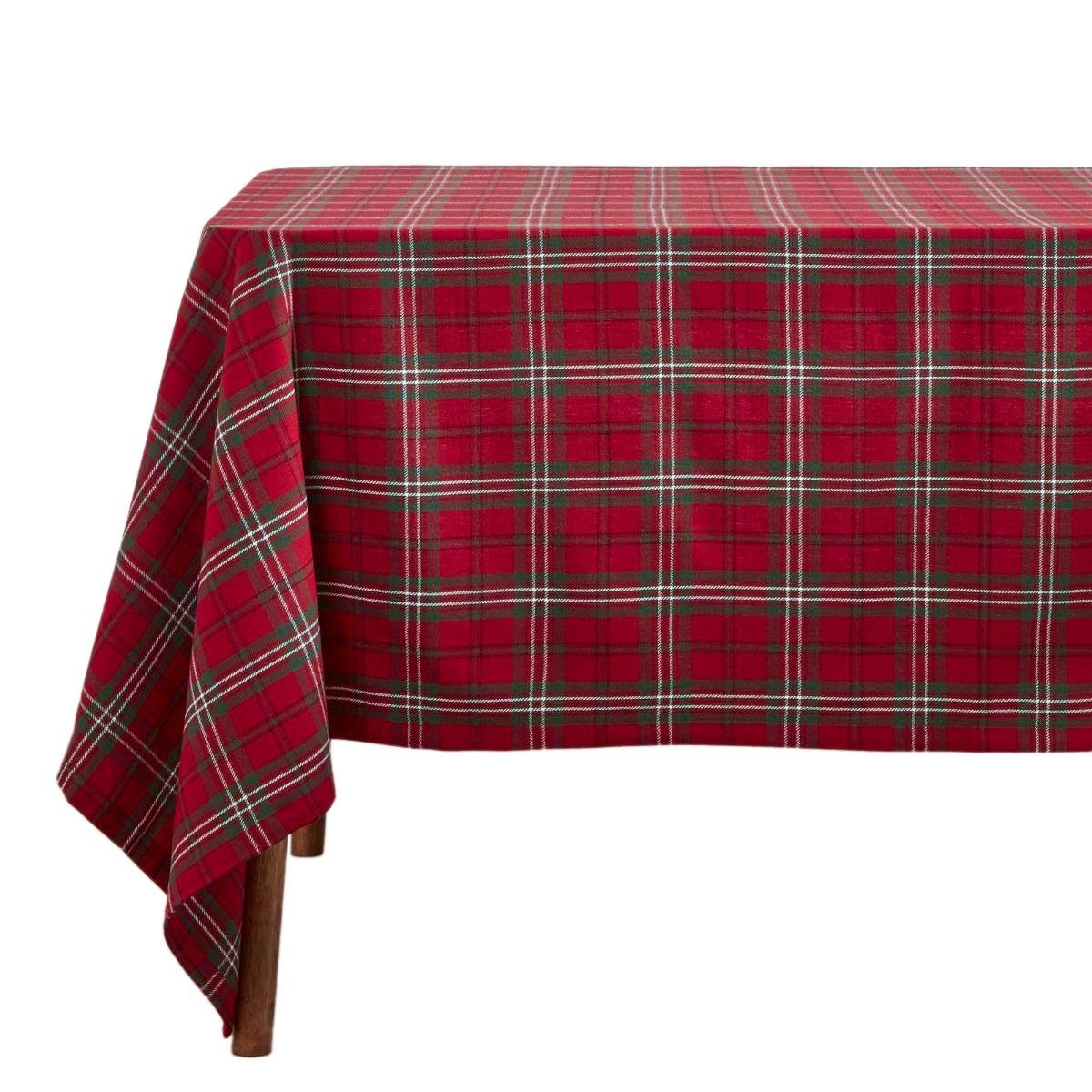 TISCHDECKE Edward rot kariert, 137/228 cm, 100% Baumwolle - Rot, Textil (137/228cm) - Homescapes