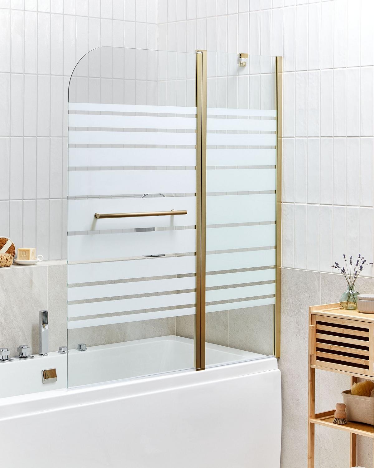 BADEWANNENAUFSATZ 140/120 cm Gold Tuapi - Transparent/Goldfarben, Glas (120/140cm) - Beliani