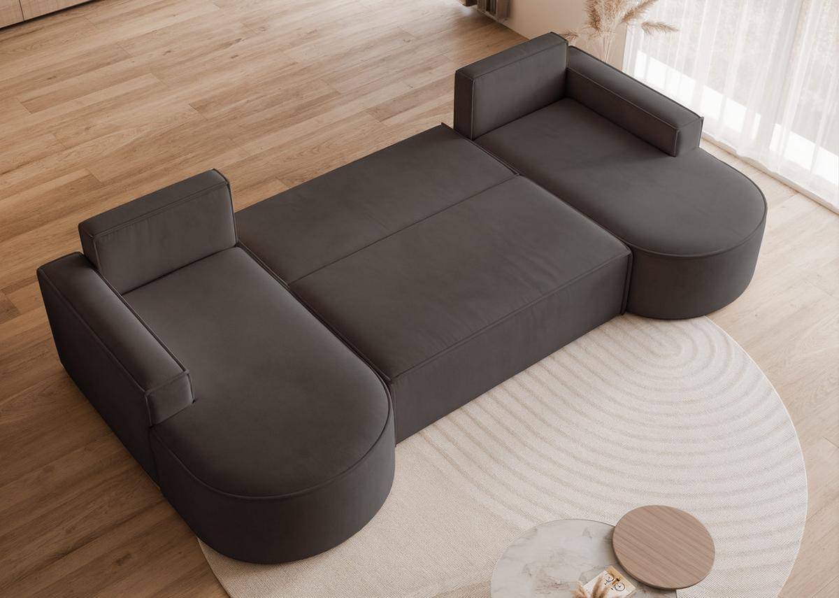 WOHNLANDSCHAFT SOFIA mit Schlaffunktion und Bettkasten Anthrazit - Schwarz, Textil (316/88/157cm) - Idohome