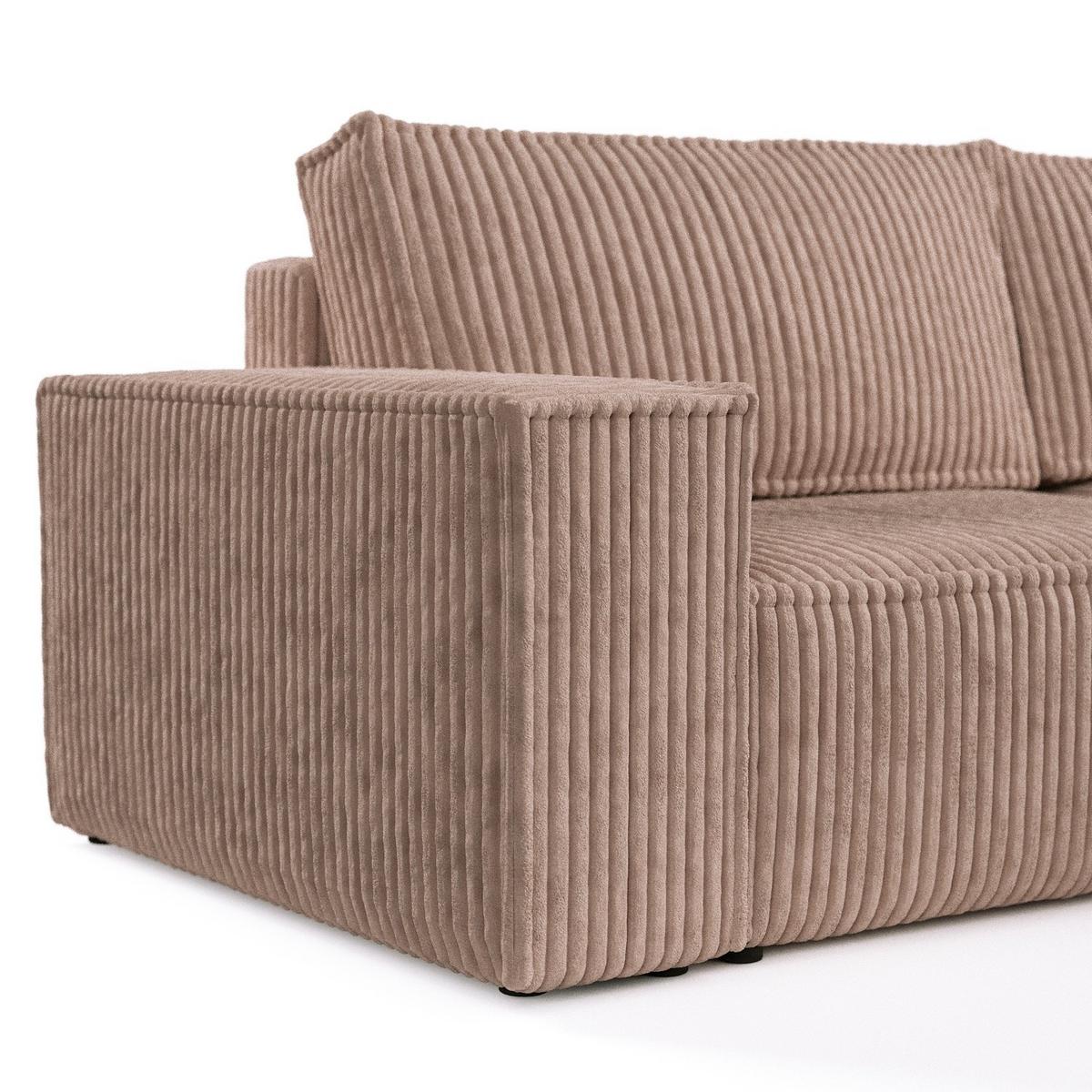 ECKSOFA CAVO mit Schlaffunktion Beige im Tilia Stoff - Beige/Schwarz, Holz/Holzwerkstoff (255/148cm) - AltaBeds
