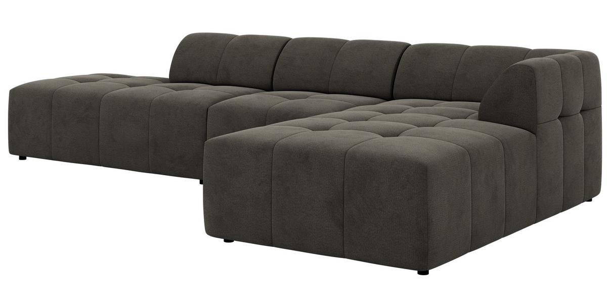 ECKSOFA GRIDA 3M L Dunkelgrau Velvet - Rechts - Dunkelgrau/Schwarz, Kunststoff/Textil (176/335cm) - MKS