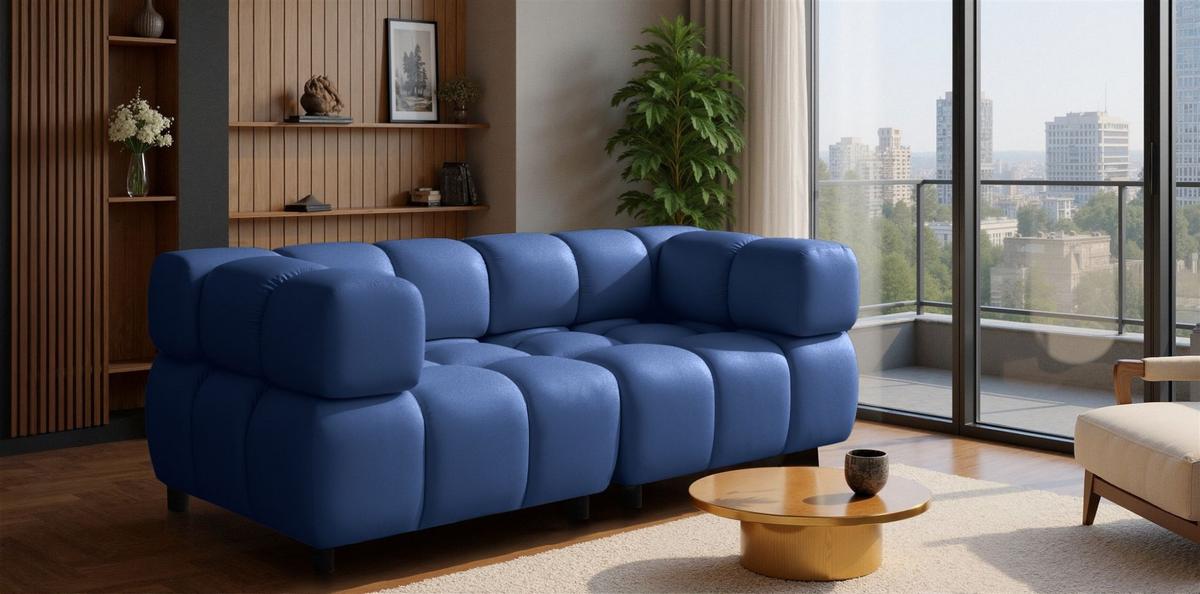 SOFA 2-sitzer Flow - Blau, Holzwerkstoff/Textil (192/71/96cm) - Fun Möbel