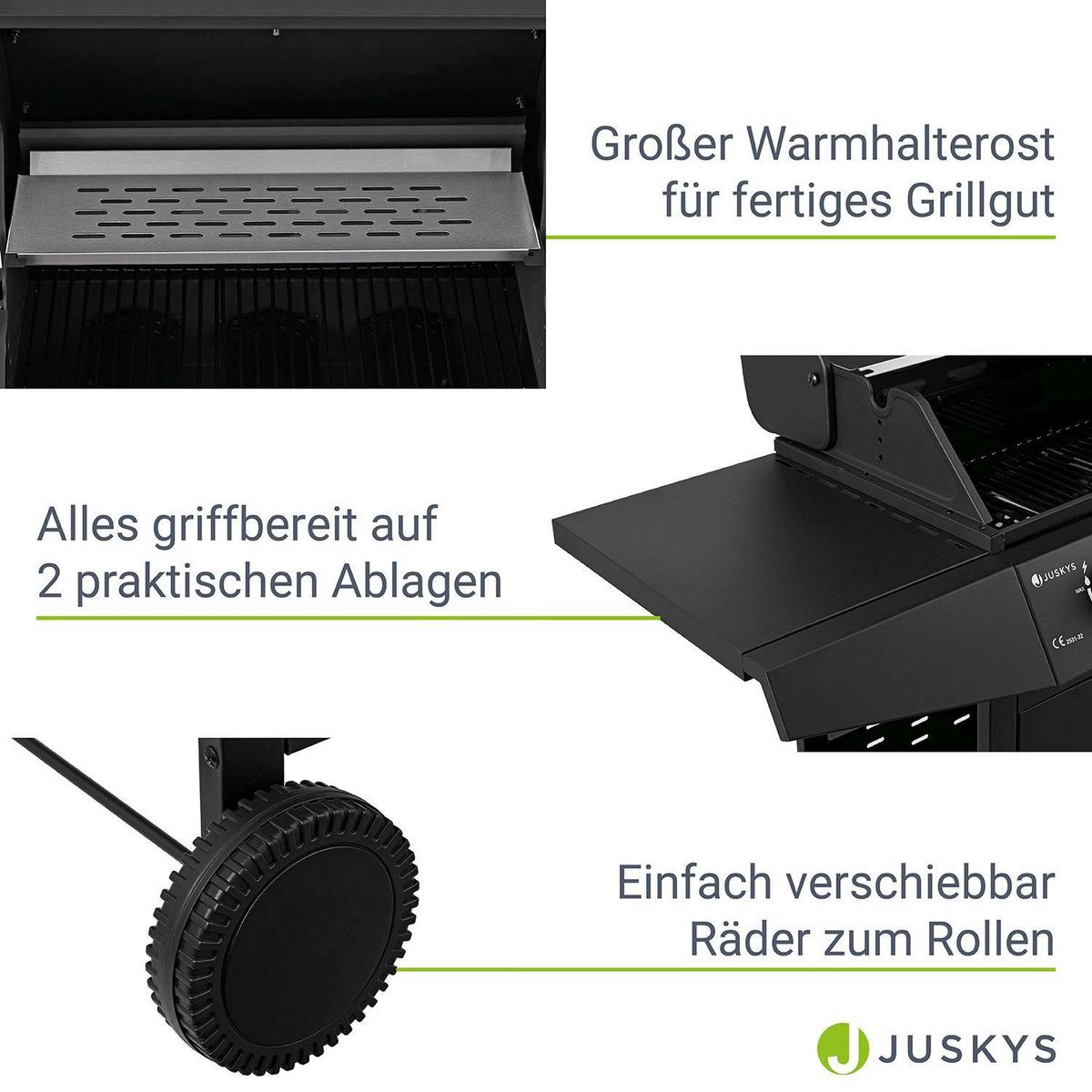 GASGRILL Louisiana schwarz - Schwarz, Metall (110/132/53cm) - Juskys