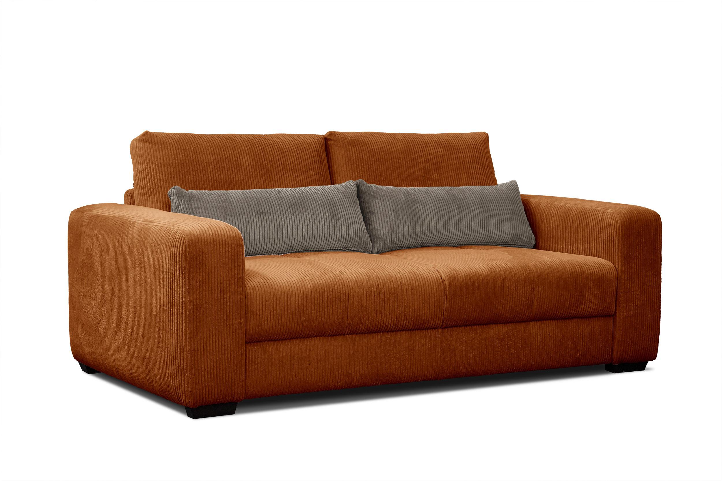SOFA OLI 3-Sitzer, orange - Orange, Holz/Textil (208/91/108cm) - Wozimo
