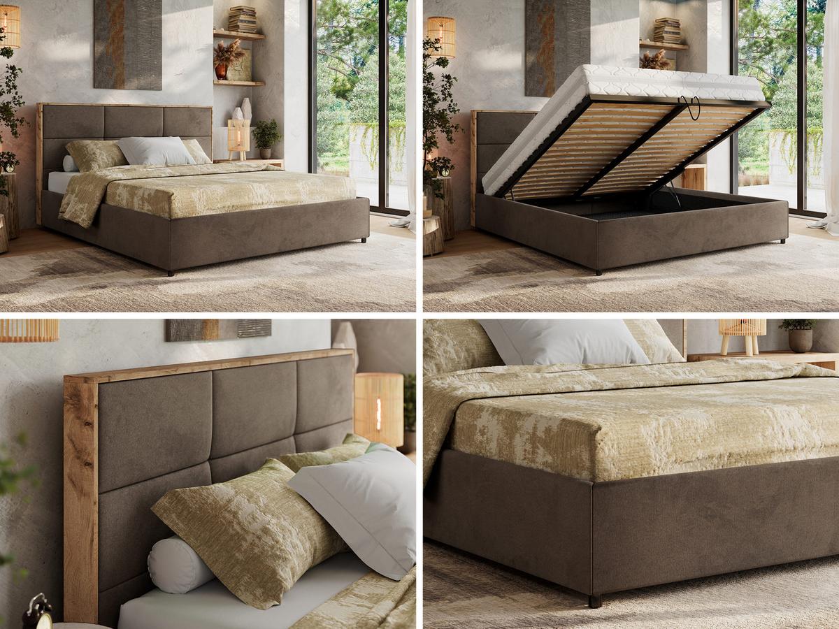 POLSTERBETT LERIO CLASSIC 140/200 - Braun Velvet - Pocket-Matratze - Braun, Textil (140/200cm) - MKS