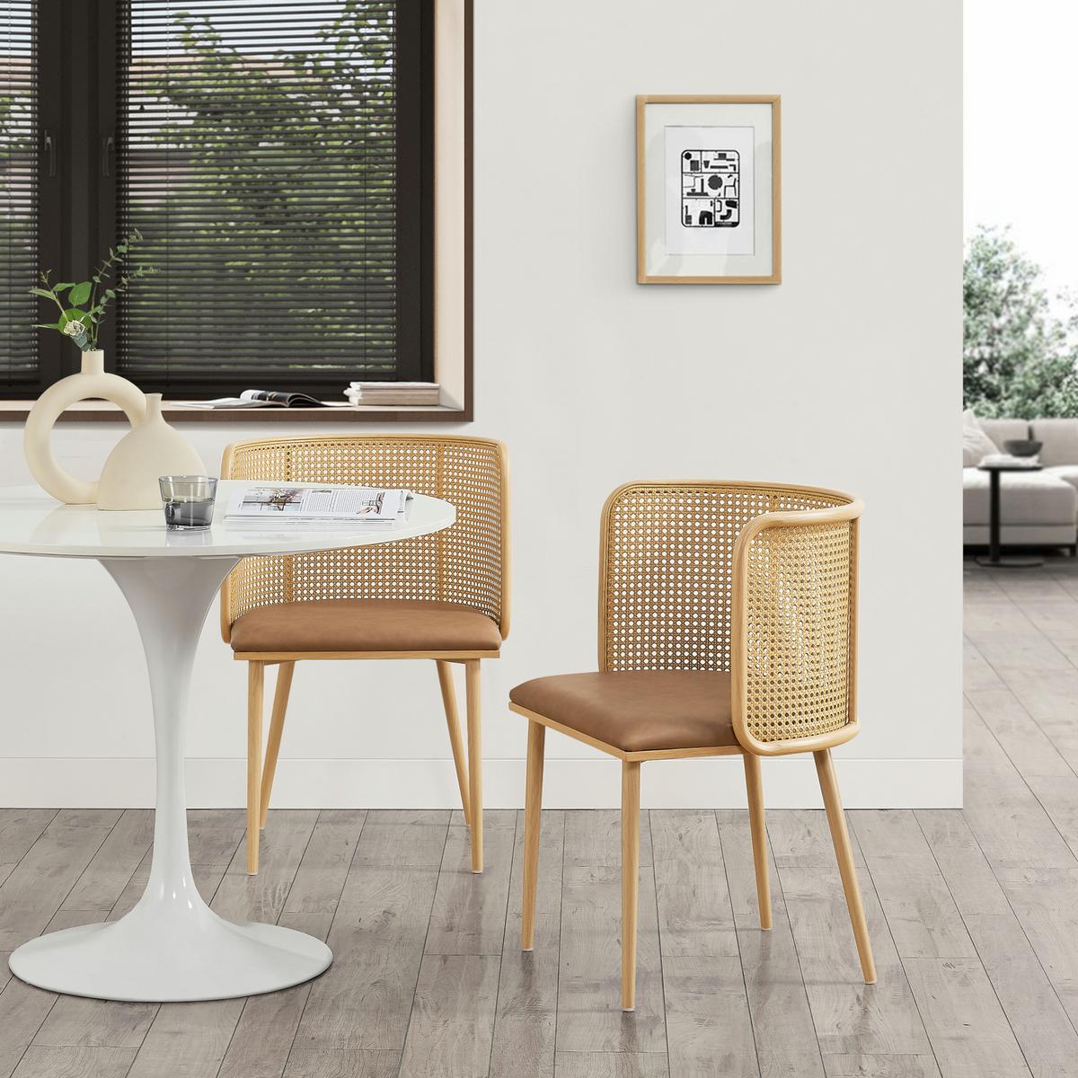 ESSZIMMERSTUHL-SET 2 TLG. Flen - Braun, Kunststoff/Textil (52/75/49cm) - [en.casa]